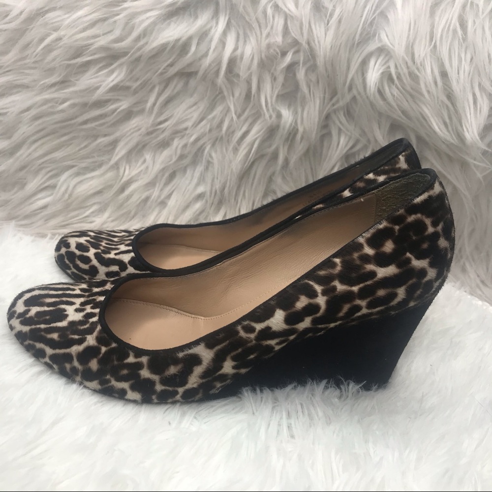 J Crew Leopard Animal Print Wedge Heels 7.5
